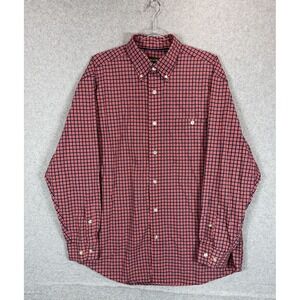 Orvis Shirt Mens Large Red Blue Plaid Stretch‎ Button Up Long Sleeve Casual